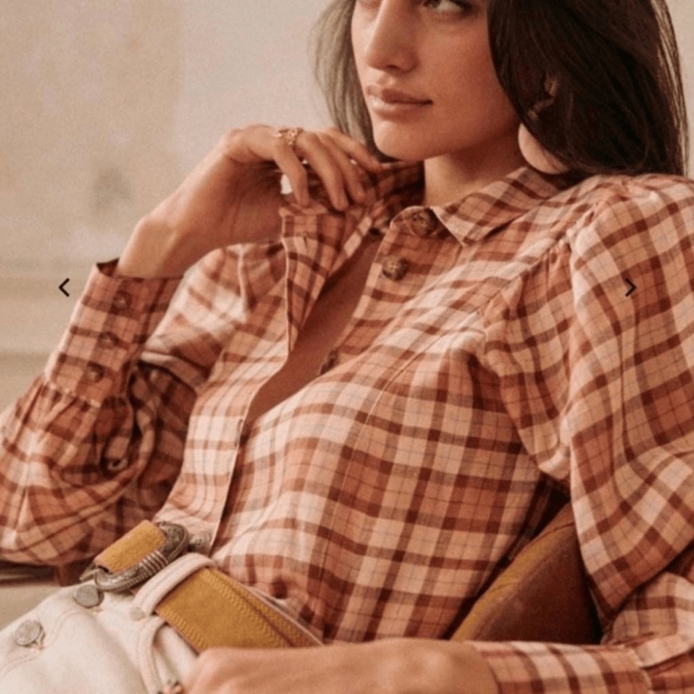 Sezane Plaid Button-Up Shirt